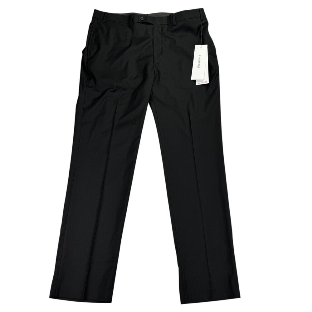 Calvin Klein Mens X Slim Fit Performance Stretch Solid Dress Pants Black 38x32